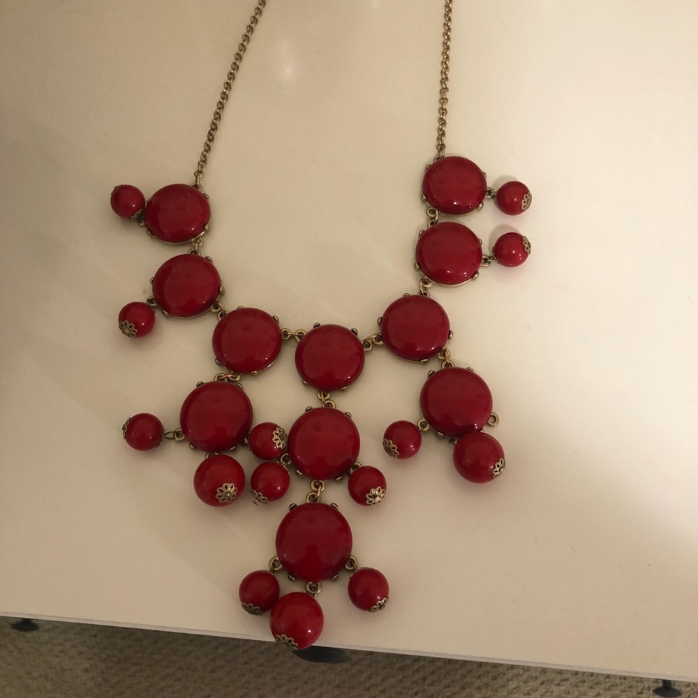 Red Bubble Statement Necklace - image 1